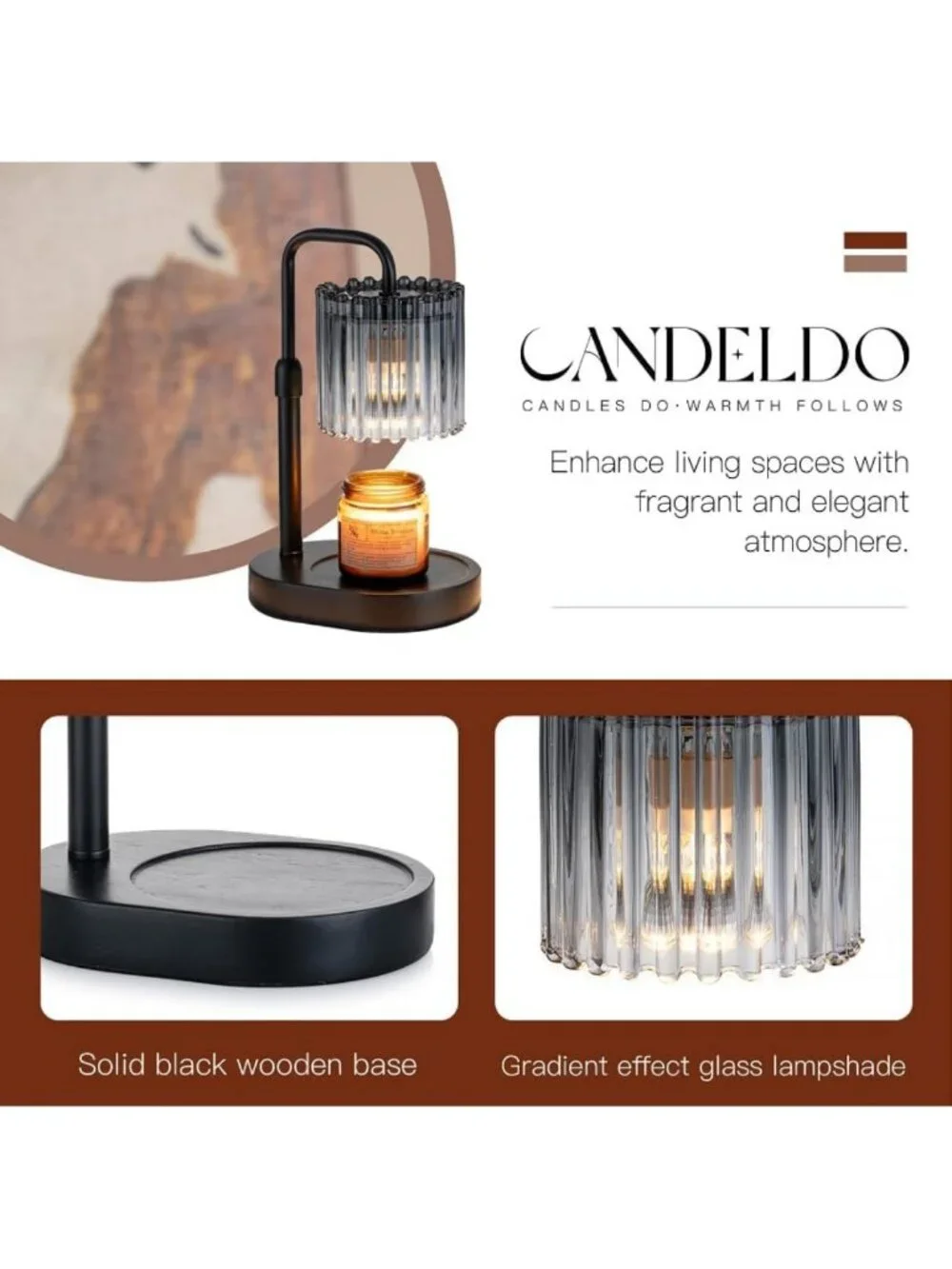 Adjustable Candle Warmer Lamp with Timer - Dimmable Wax Melt Heater for Home